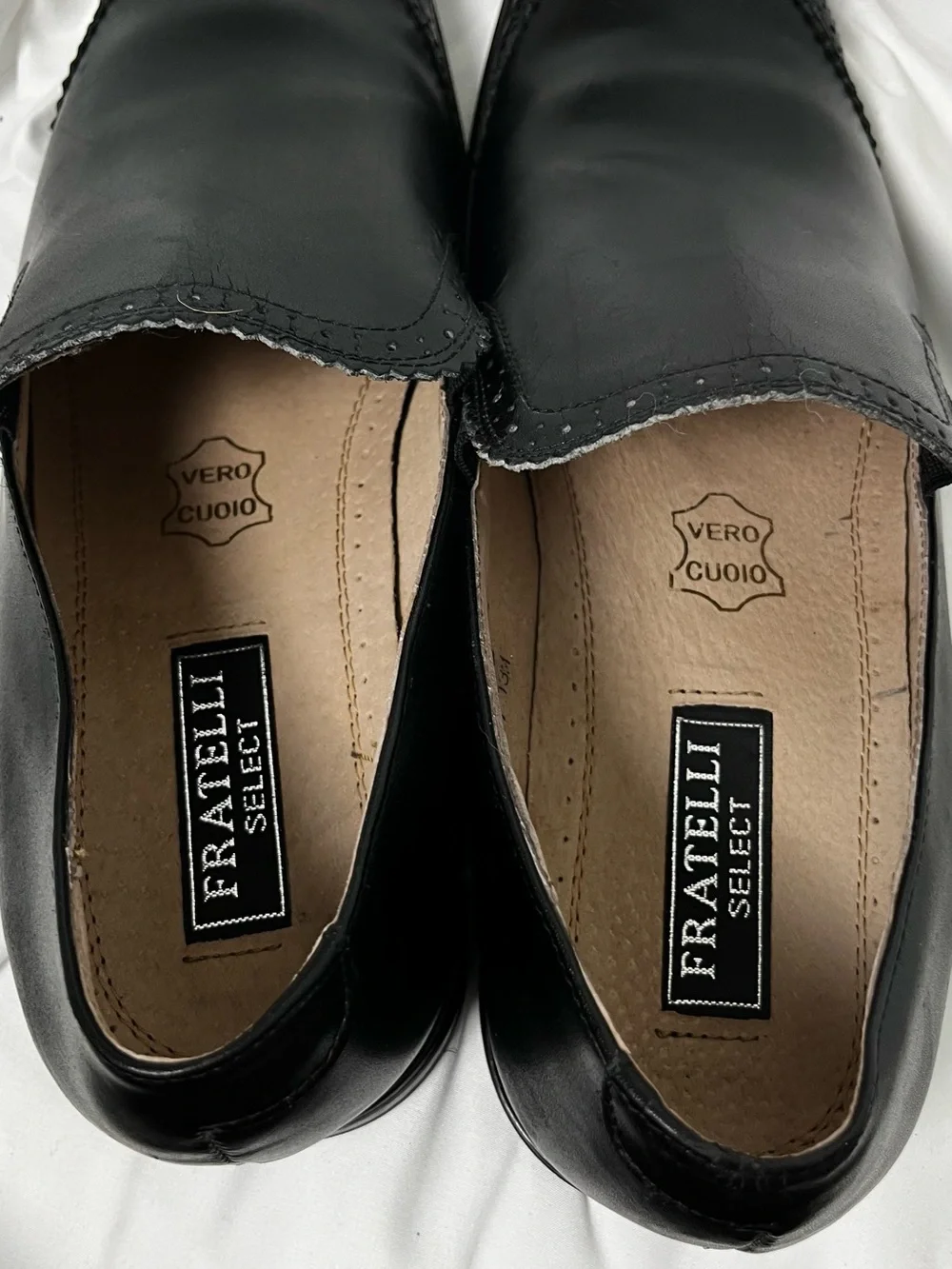 Fratelli Select Men's Black Cap-toe Leather Slip-On Dress Shoes Size 13M